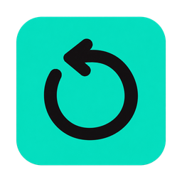 English practice logo: a black return arrow on a mint tile