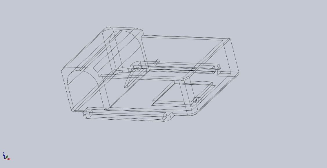 外壳内部结构的 SolidWorks 线框视图